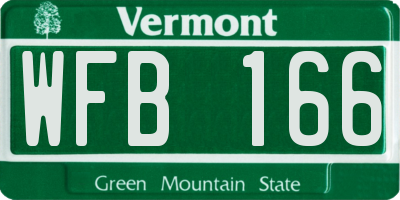 VT license plate WFB166