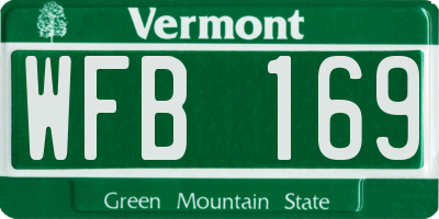 VT license plate WFB169