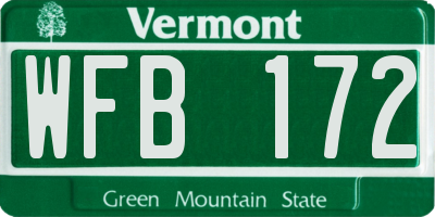 VT license plate WFB172