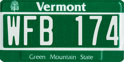 VT license plate WFB174