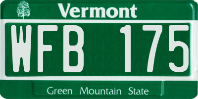 VT license plate WFB175