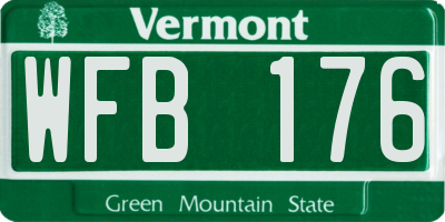 VT license plate WFB176