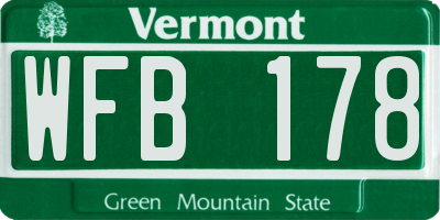 VT license plate WFB178