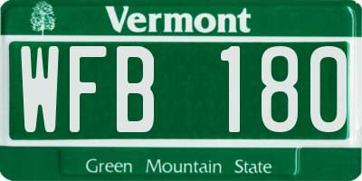 VT license plate WFB180