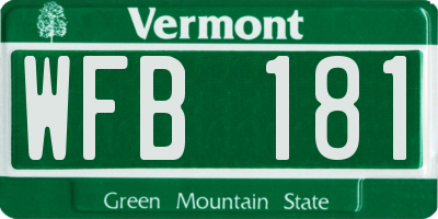 VT license plate WFB181