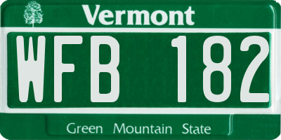 VT license plate WFB182