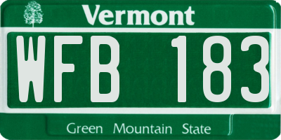 VT license plate WFB183