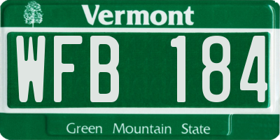 VT license plate WFB184