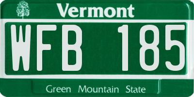 VT license plate WFB185