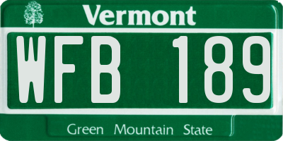 VT license plate WFB189