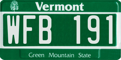 VT license plate WFB191