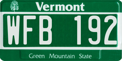 VT license plate WFB192