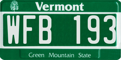 VT license plate WFB193
