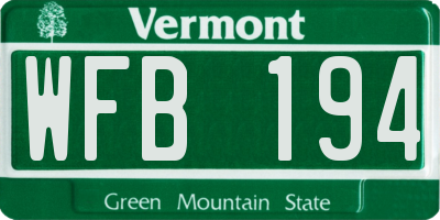 VT license plate WFB194