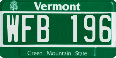 VT license plate WFB196