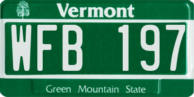 VT license plate WFB197