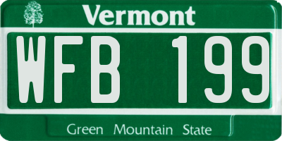 VT license plate WFB199