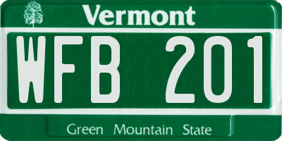 VT license plate WFB201