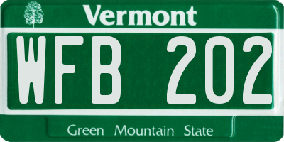 VT license plate WFB202