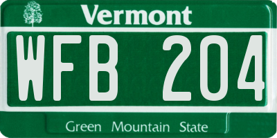 VT license plate WFB204