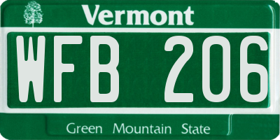 VT license plate WFB206