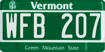 VT license plate WFB207