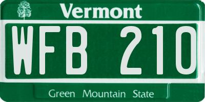 VT license plate WFB210