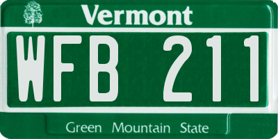 VT license plate WFB211