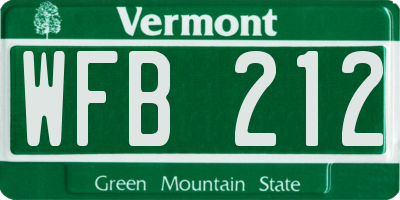 VT license plate WFB212