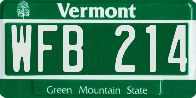 VT license plate WFB214