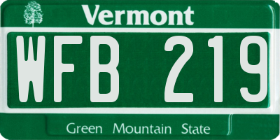 VT license plate WFB219