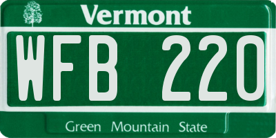 VT license plate WFB220