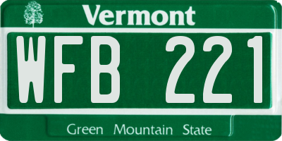 VT license plate WFB221