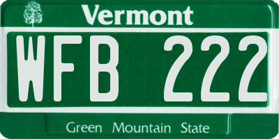 VT license plate WFB222