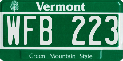 VT license plate WFB223