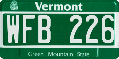 VT license plate WFB226