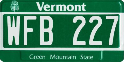 VT license plate WFB227