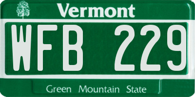 VT license plate WFB229
