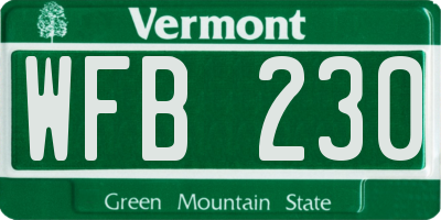 VT license plate WFB230