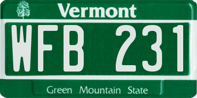 VT license plate WFB231