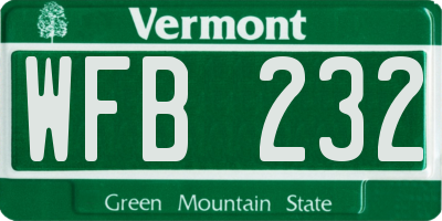 VT license plate WFB232