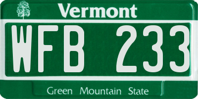 VT license plate WFB233