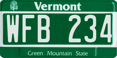 VT license plate WFB234