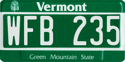 VT license plate WFB235