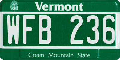 VT license plate WFB236