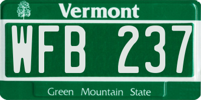 VT license plate WFB237