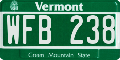 VT license plate WFB238