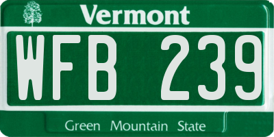 VT license plate WFB239