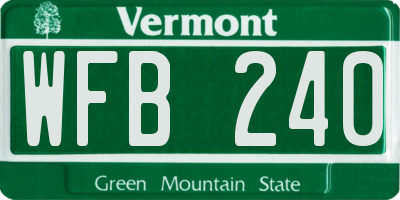 VT license plate WFB240