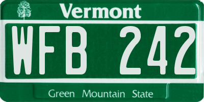 VT license plate WFB242